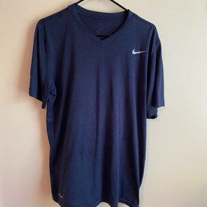 The Nike Tee Dri Fit Navy V Neck Tee Shirt